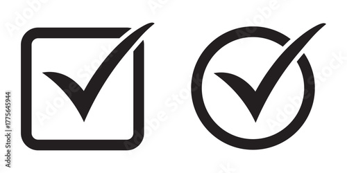 Check mark icon set. tick mark icon. Check box icon with correct sign. approval symbol. Check list circle frame. Check marks for approved, yes, right, accept, confirmation, agreement and more icons. 