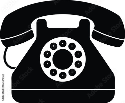 Telephone Silhouette Vector Art Illustration
