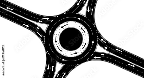 Roundabout road traffic circle intersection design vector art
