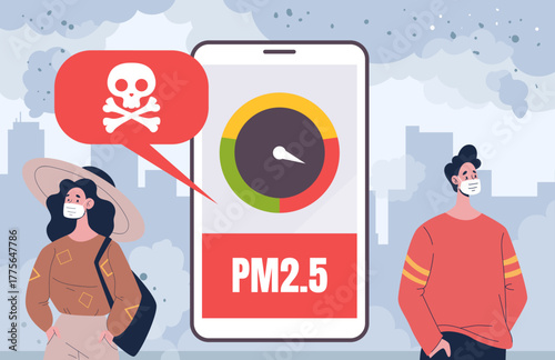 Air pollution city factory technology measurement concept. Vector graphic design illustration