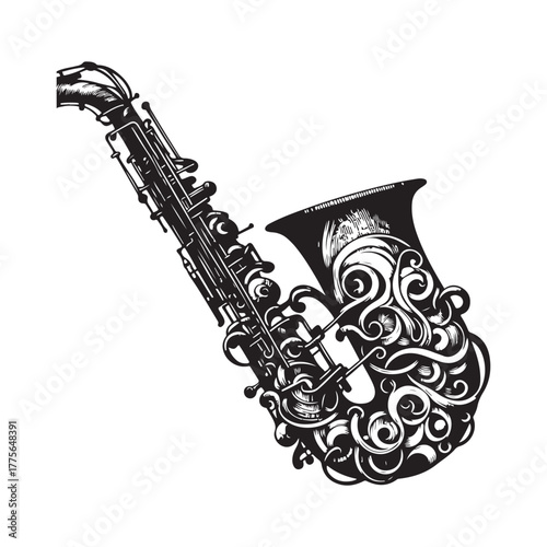 Musical Instrument Designs such as Violin, Trumpet, Cymbals and Saxophone.