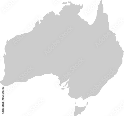Gray vector world map illustration. Australia continent on transparent background. Showcasing a global perspective with clear outlines for educational and design purposes