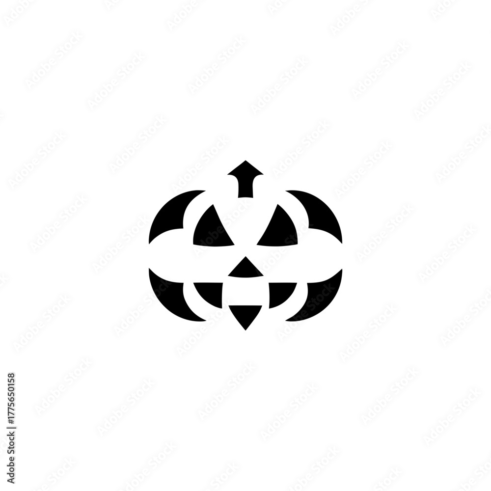 Obraz premium Simple jack o lantern face with triangle features on transparent background silhouette