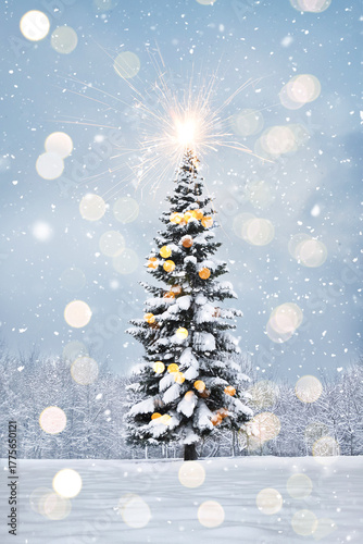 Christmas Winter template for design with Christmas tree