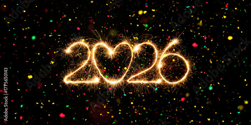 New Year's wide background for New Year 2026