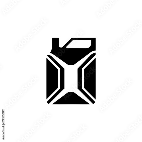 Illustration of a black and white gas can icon art on transparent background silhouette