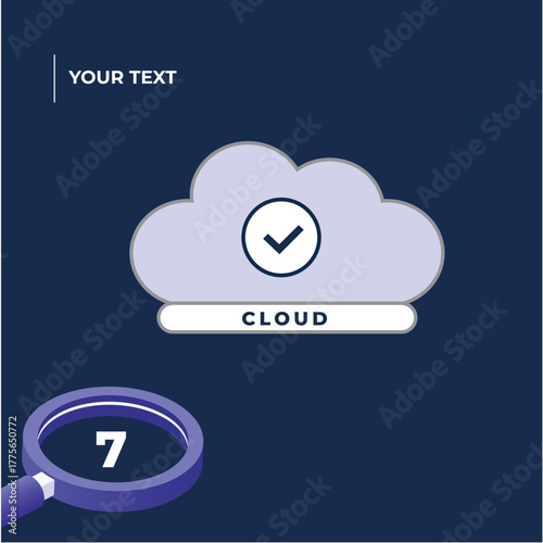 Cloud migration concept with magnifying glass and check mark