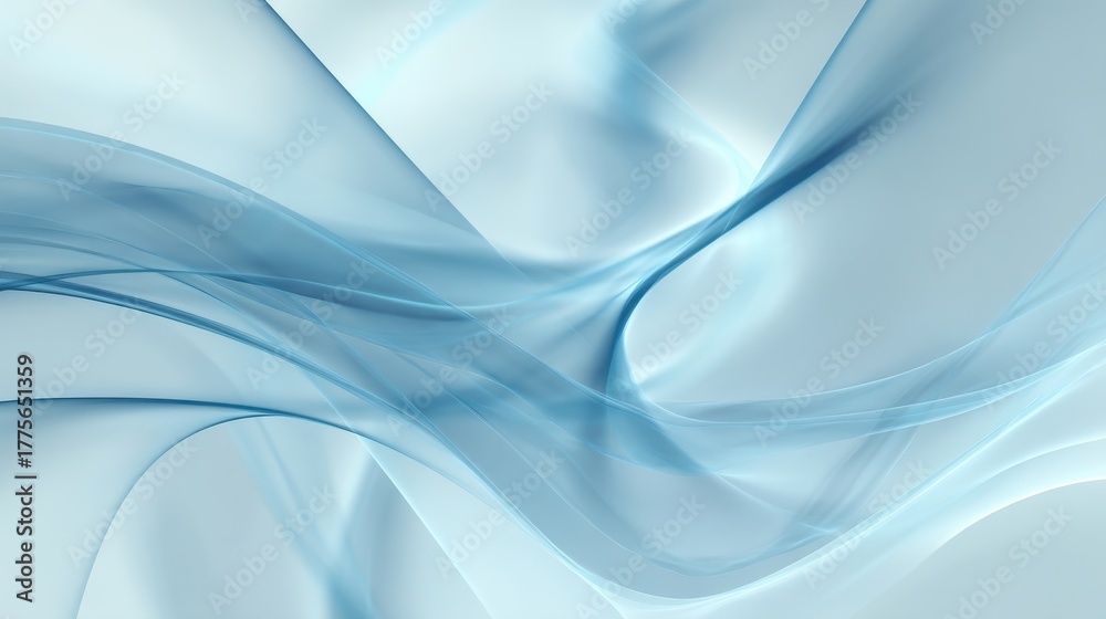 Fototapeta premium A smooth and fluid abstract design featuring soft blue waves and curves. The composition evokes a sense of tranquility and creativity.