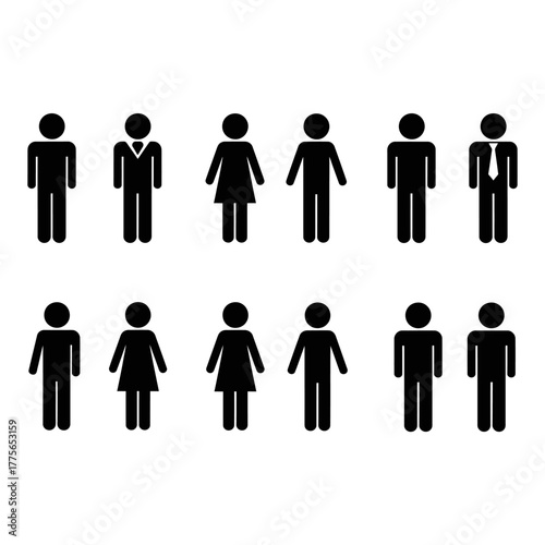 Collection of diverse male and female figures in silhouette style