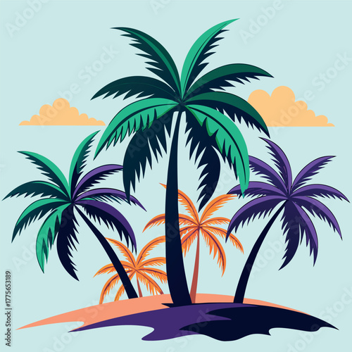 set of palm trees