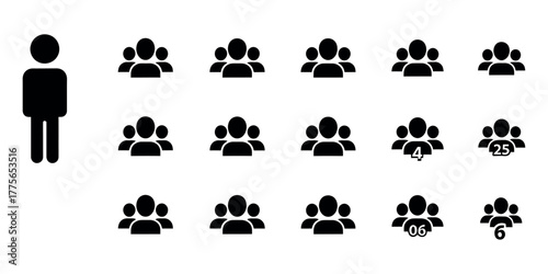 Visual representation of group sizes and team formation in silhouette