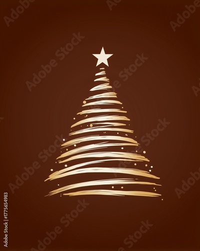 Golden minimalist Christmas tree illustration