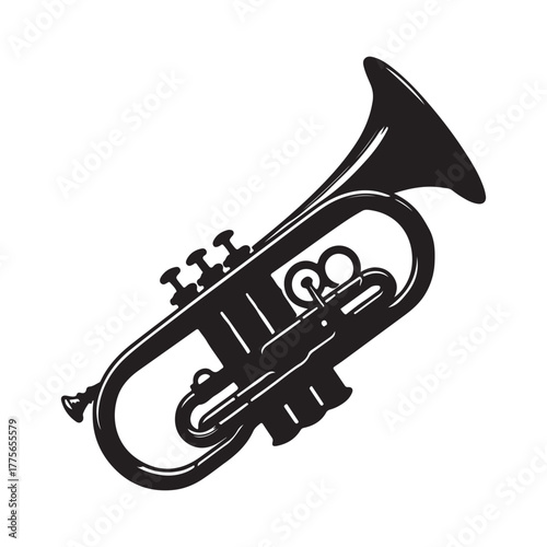 black and white bakground vector of trumpet