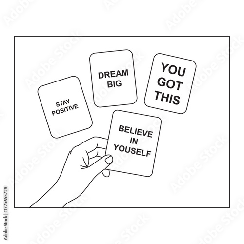 Hand Holding Motivational Quote Cards vector illustration