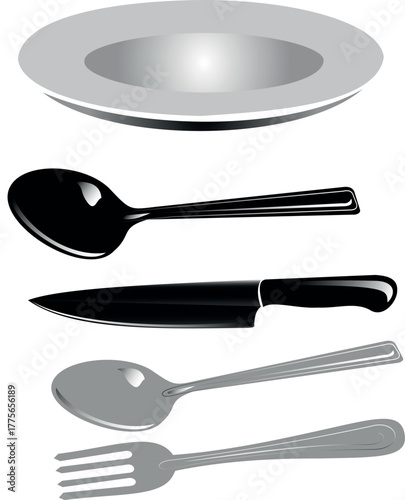 kitchen utensils on a white