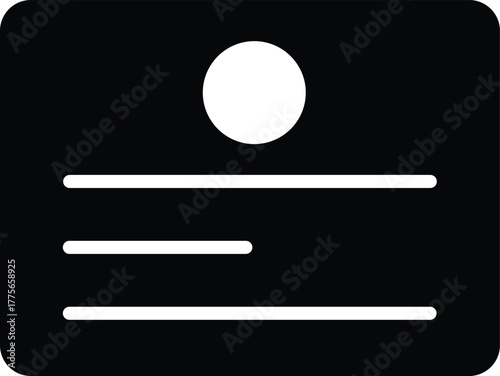 Black Employee Profile Card Icon Vector | Staff Identification and User Info Symbol