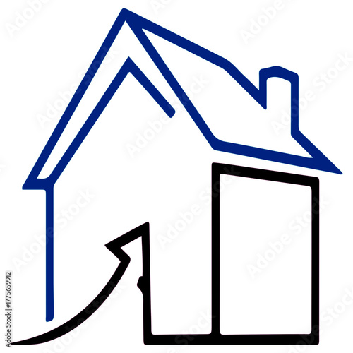 Minimalist House Icon with Arrow - Home Real Estate Vector Logo