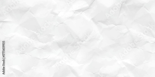 White crumpled paper texture background. Clean white paper. wrinkled, abstract background.
Top view. 
