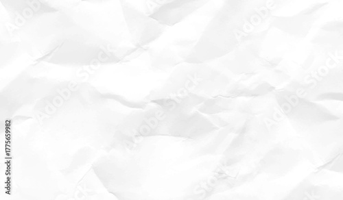 White crumpled paper texture background. Clean white paper. wrinkled, abstract background.
Top view. 