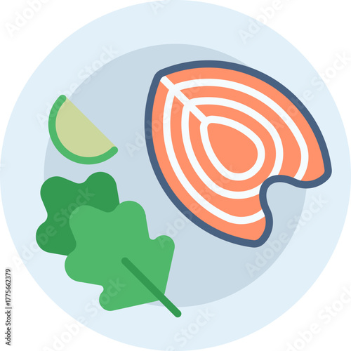 Salmon vector icon. Food and beverage icon flat style. perfect use for logo, presentation, website, and more. modern icon design color style
