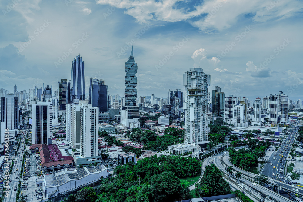 Fototapeta premium Panama, view on modern buildings and streets in Panama City