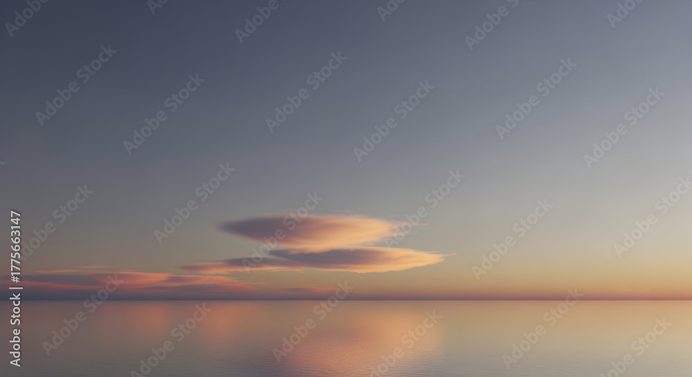 Obraz premium Serene Ocean Horizon with Soft Clouds at Dusk water