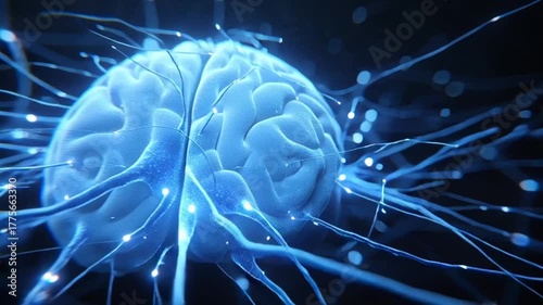 Brain Intelligence Network, Neural Connections, Artificial Intelligence Concept Illustration