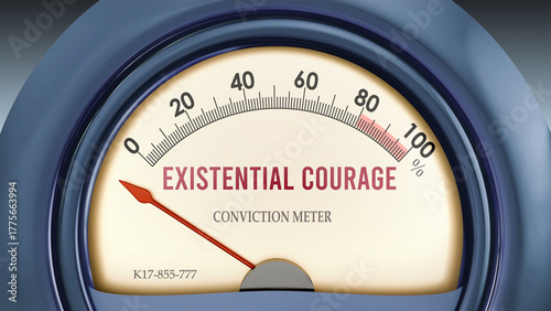 Fotografia Existential Courage and Conviction Meter that hits less than zero, showing an extremely low level of existential courage, none of it, insufficient