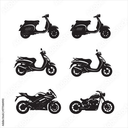 set of motorcycles vector illustration