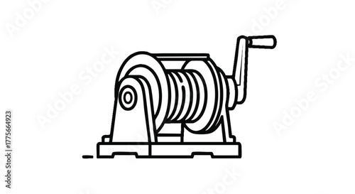 Marine winch outline icon vector