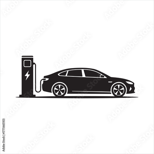 Car vector illustration on road with white background