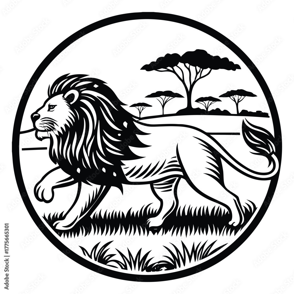 Fototapeta premium lion running vector illustration 