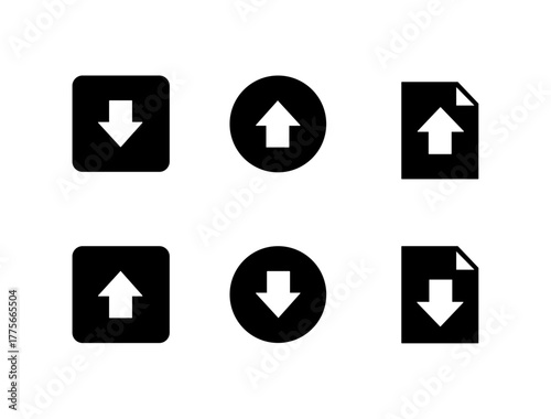 Black and White Download and Upload Icons

