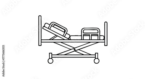 Hospital bed adjustable with side rails icon vector