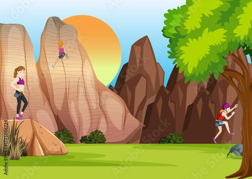 Rock Climbing Adventure — People Climbing in Mountain Landscape