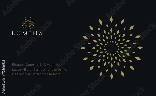 Elegant Geometric Crystal Logo — Luxury Burst Symbol for Jewelry, Fashion & Interior Design
