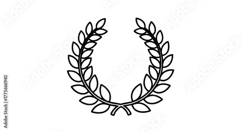 Laurel wreath award symbol outline icon vector