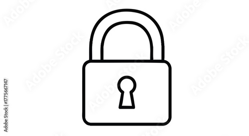 Padlock with keyhole outline icon vector
