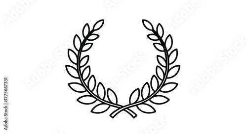 Laurel wreath award symbol outline icon vector