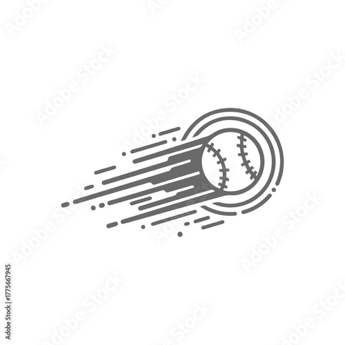 Dynamic Baseball Pitch with Motion Trails Illustration