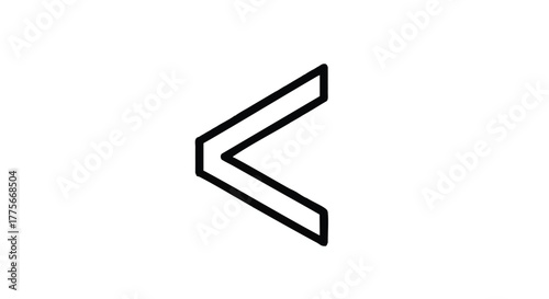 Less than sign outline icon vector