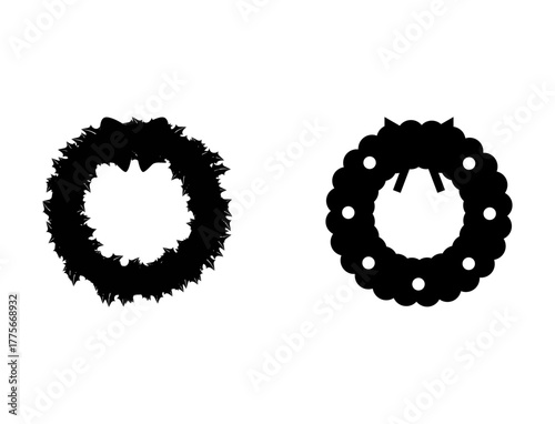 Silhouette Christmas wreath. Minimal festive design for greeting card, logo, gift tag, invitation.