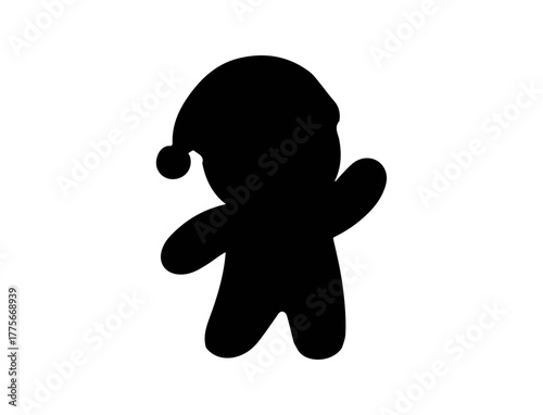 Silhouette of a gingerbread man wear a hat.