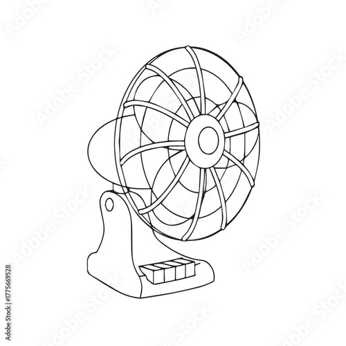 Table Fan Silhouette — Black Minimal Vector of Electric Fan for Cooling, Summer, and Home Appliance Design Concepts