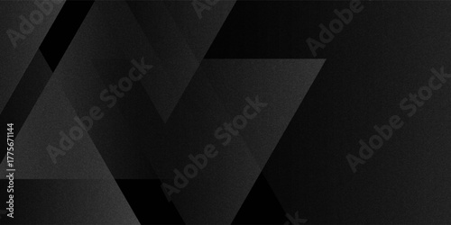 Modern black white abstract background. Minimal. Gradient. Dark grey banner with geometric shapes, lines, stripes, triangles. Design. Futuristic. Cut paper or metal effect. Origami, mosaic, geometry.