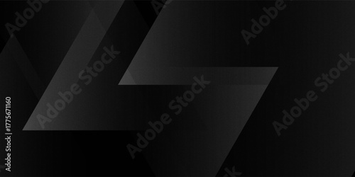 Modern black white abstract background. Minimal. Gradient. Dark grey banner with geometric shapes, lines, stripes, triangles. Design. Futuristic. Cut paper or metal effect. Origami, mosaic, geometry.