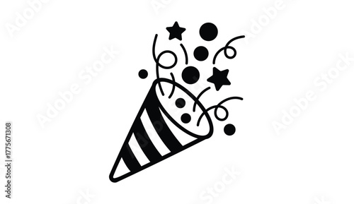 Party Popper Confetti icon royalty free silhouette vector graphic