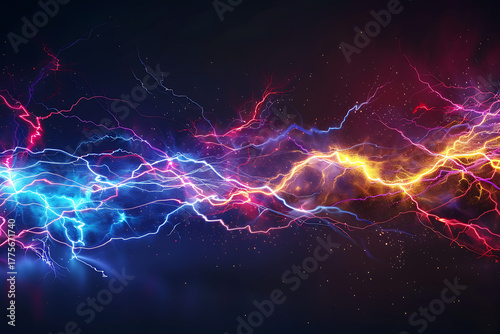 Lightning strike neon 3d rendering element