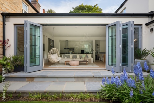 Inviting Outdoor Living Space Featuring Bi-Fold Doors and Lush Garden