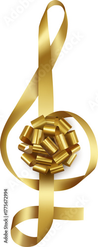  treble clef shaped ribbon with gold bow